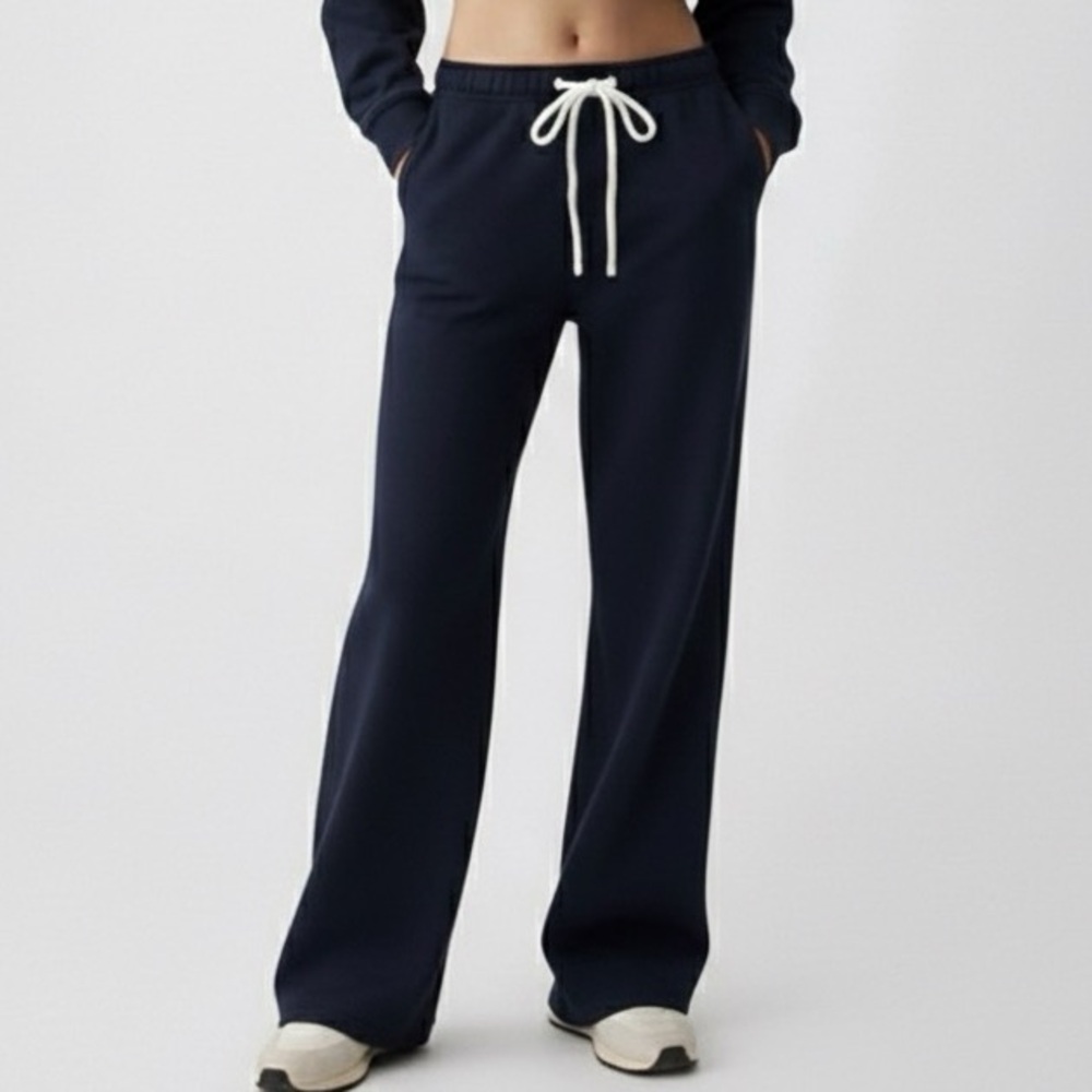 NEW Gap Wide Leg Terry Jogger Sweatpants, Navy Blue, Small